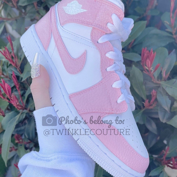 Light Coral Custom Air Jordan 1 Mid Top - Etsy