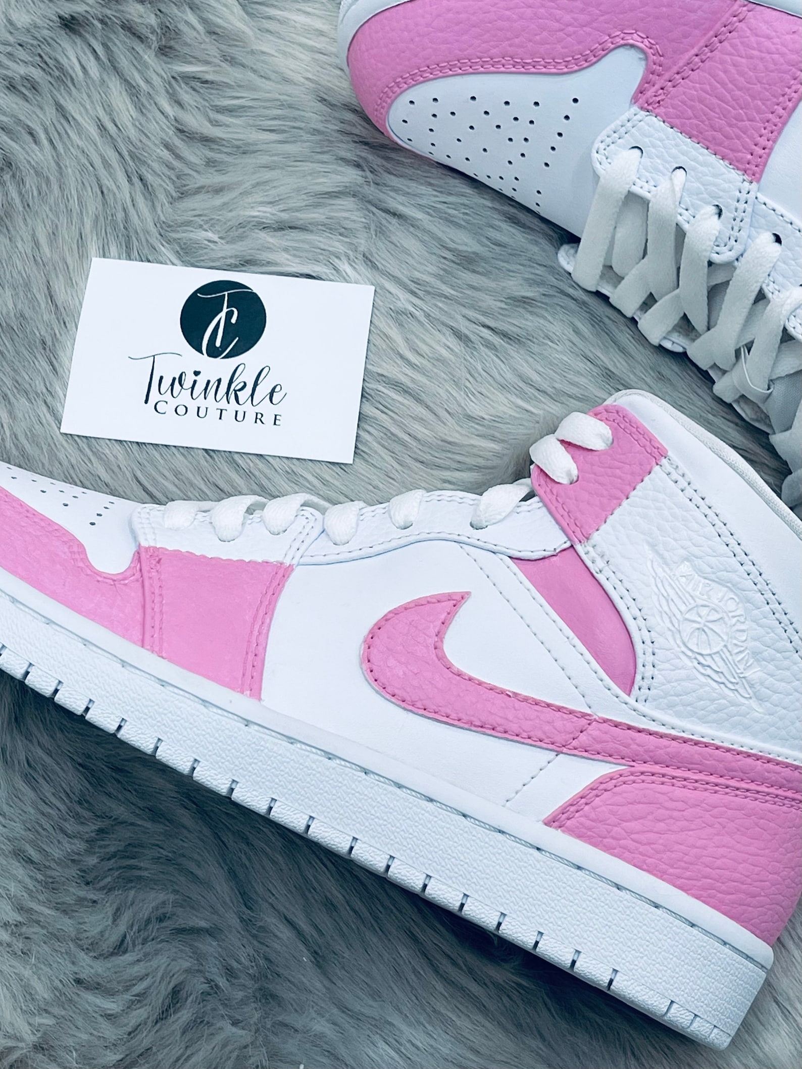 Barbie Pink Custom Jordan 1 Mid High Top Sneakers Etsy