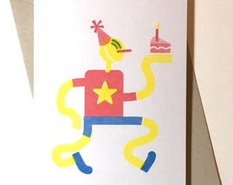 Happy Birthday A6 Risograph Grußkarte