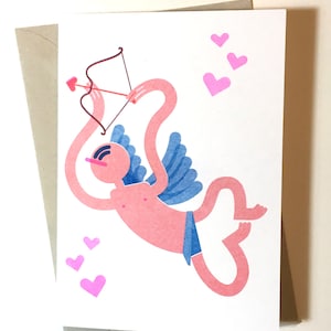 Biglietto d'auguri Risograph A6 per San Valentino con Cupido