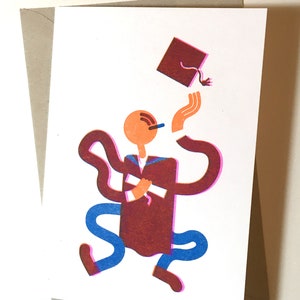 Tarjeta de felicitación de risógrafo A6 de graduación