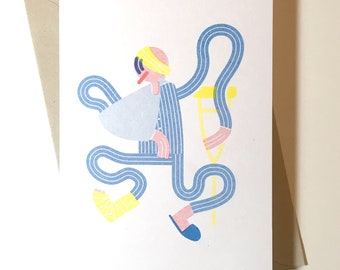 Get Well Soon A6 Risograph Greetings Card