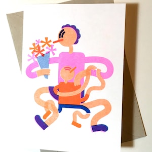 Moederdag A6 Risograph wenskaart