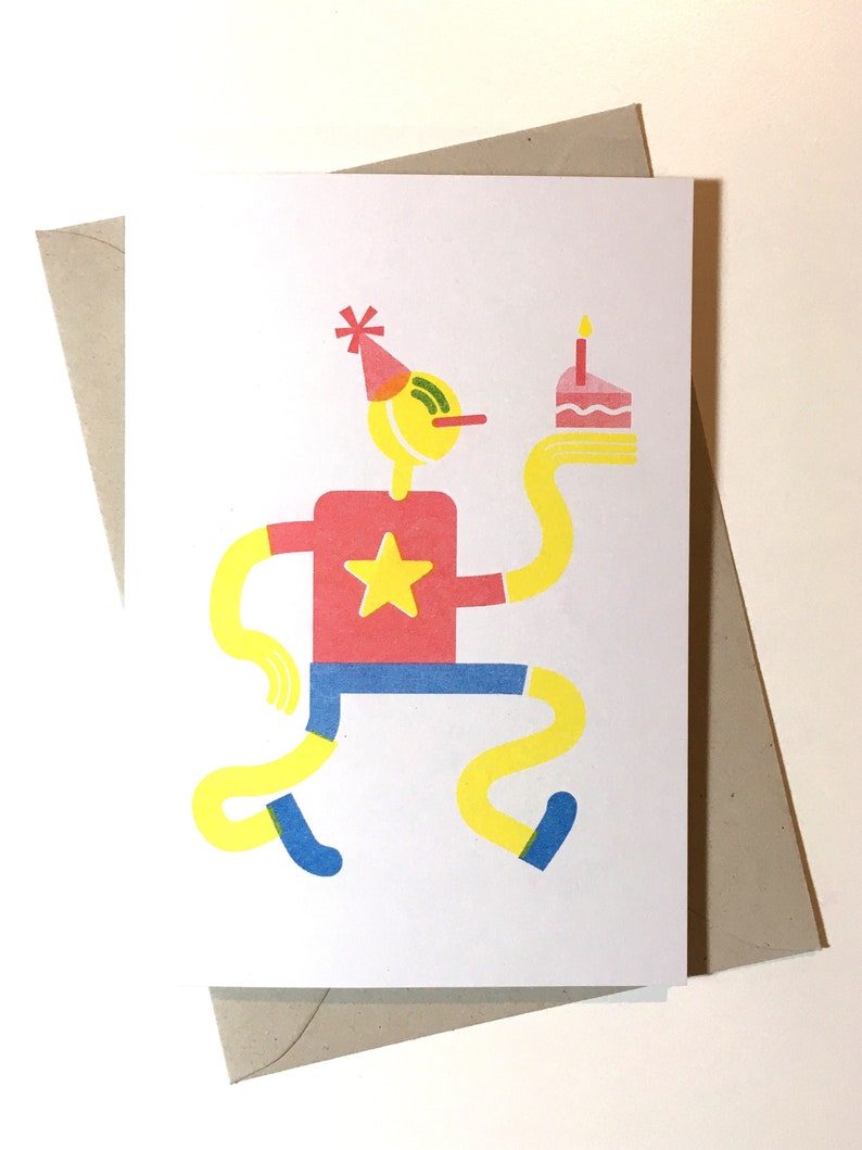 Happy Birthday A6 Risograph Greetings Card 画像 1