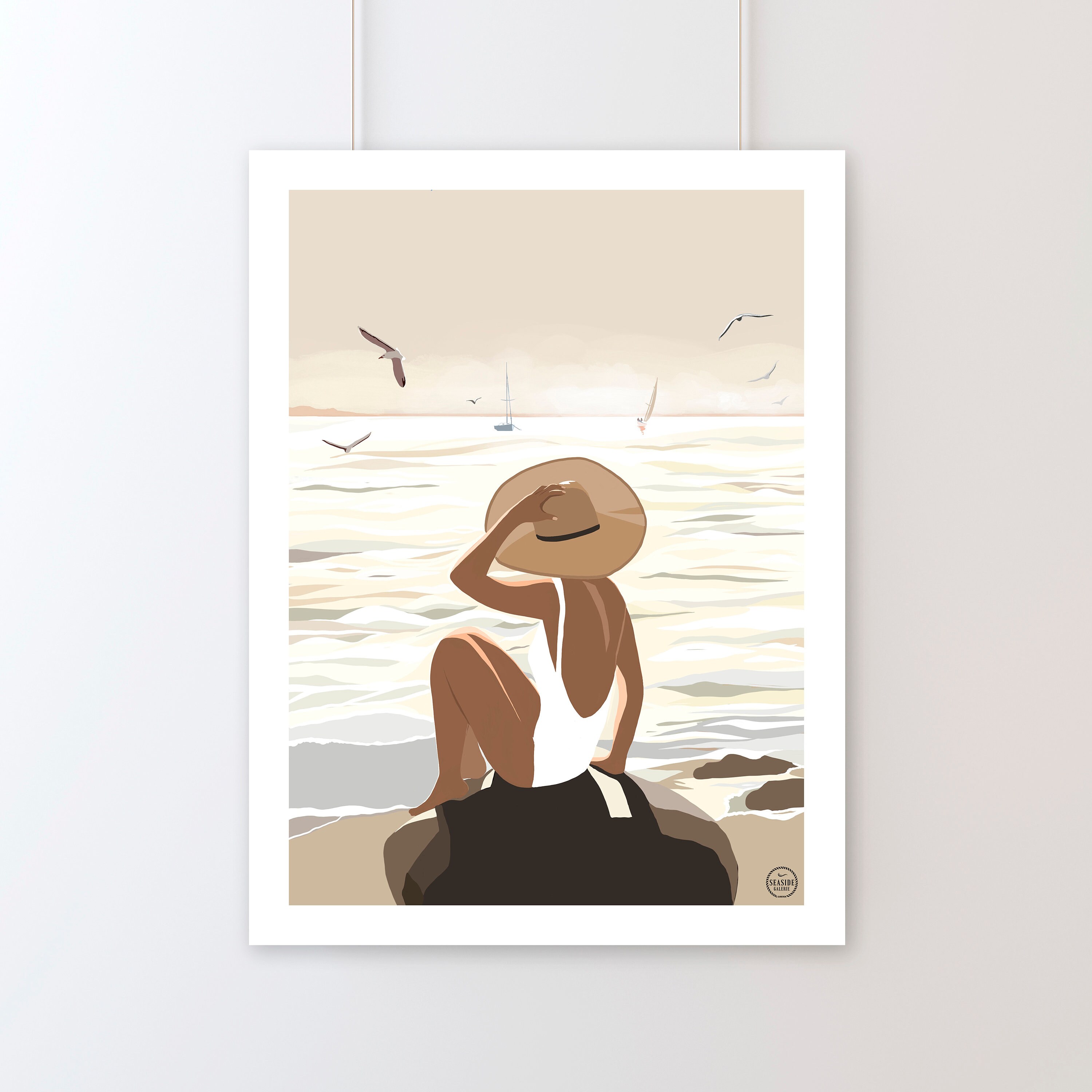 Affiche Sunset Bretagne | Illustration Poster Décoration Murale Affiche Vintage Décoration Art Deco