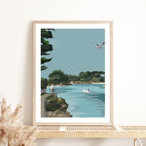 Poster Poulperneau Landscape Brittany | Illustration | Wall decoration poster | Vintage poster | Decoration | Sea | Beach | Wall Print
