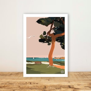 A5-Plakat „Saint Julien“ – Karte, Küstenplakat – Wandkunst – Druck – Wanddekoration – Quiberon – Meer – Boot – Bretagne