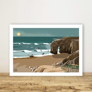 Affiche A5 "Arche de Port Blanc Quiberon" - Carte, poster bord de mer - Wall Art - Print - Décoration murale - Plage - Sea - Surf