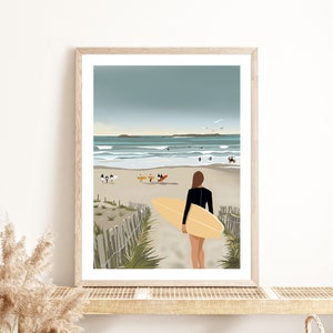 Poster SURF Brittany | illustration | Poster wall decoration | vintage poster | Decoration | art deco | Sea | ocean | Beach