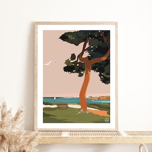 Plakat &quot;Saint Julien&quot; | Landschaft der Bretagne | Küstenillustration | Vintages Plakat | Meer | Ozean