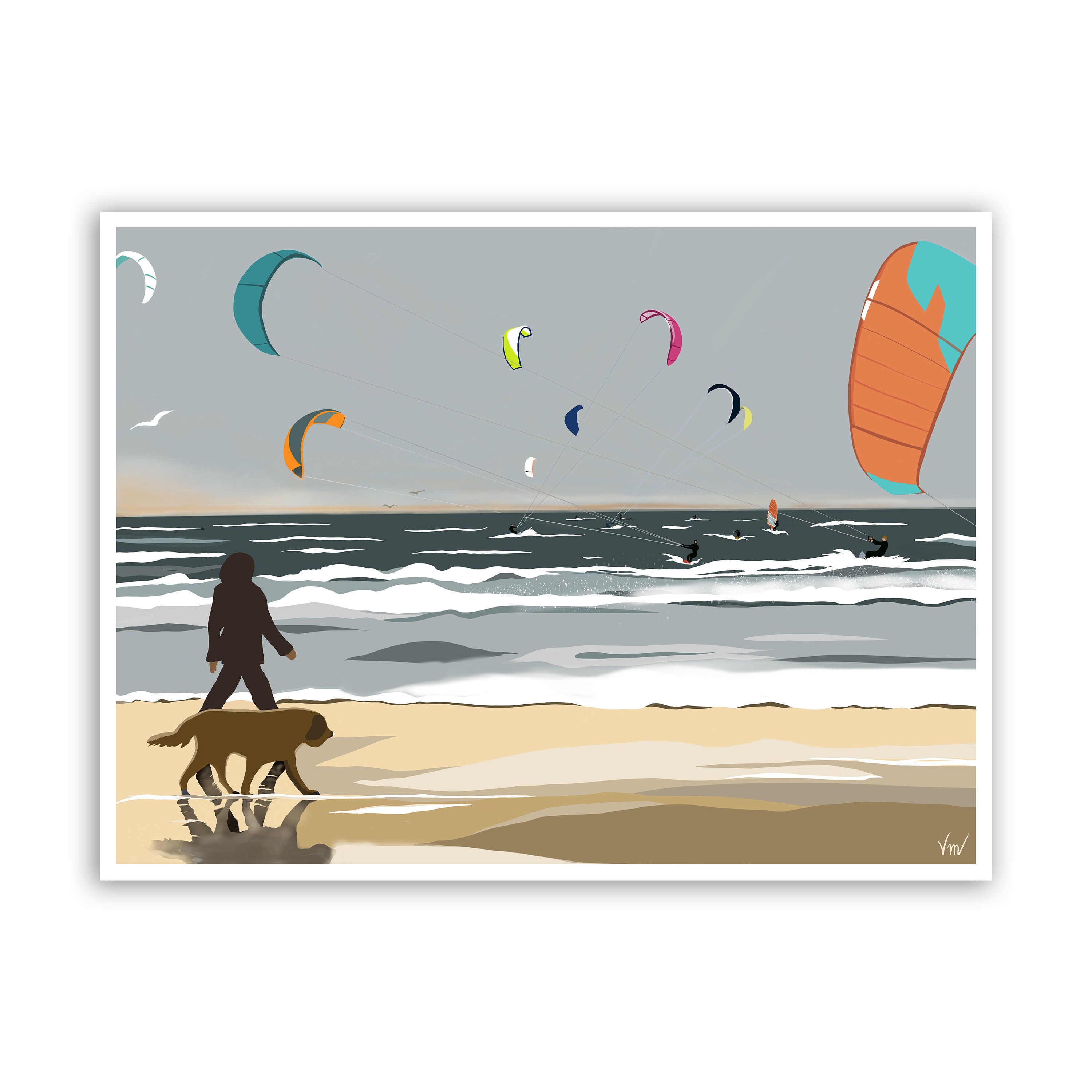 Affiche Kite Surf - Illustration Bord de Mer Pour Votre Décoration