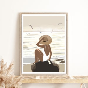 Seaside illustration poster - Beach - Beach - Vintage - Poster