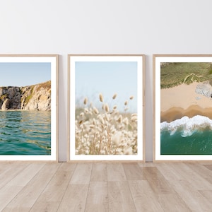Conjunto de 3x carteles - Bretaña - Póster - Océano - Playa - Mar
