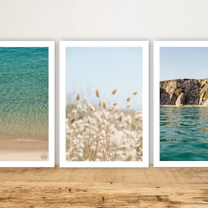 Set mit 3 Postern im A5-Format – Karte, Küstenplakat – Wandkunst – Druck – Wanddekoration – Quiberon – Meer – Strand – Bretagne – Foto