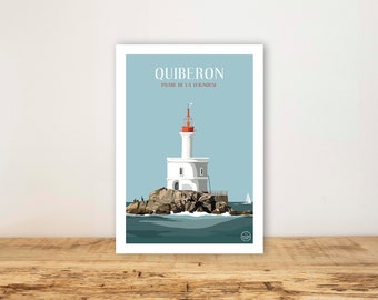 A5 poster "Phare Teignouse" - Map, seaside poster - Wall Art - Print - Wall decoration - Quiberon - Sea - beach - Brittany