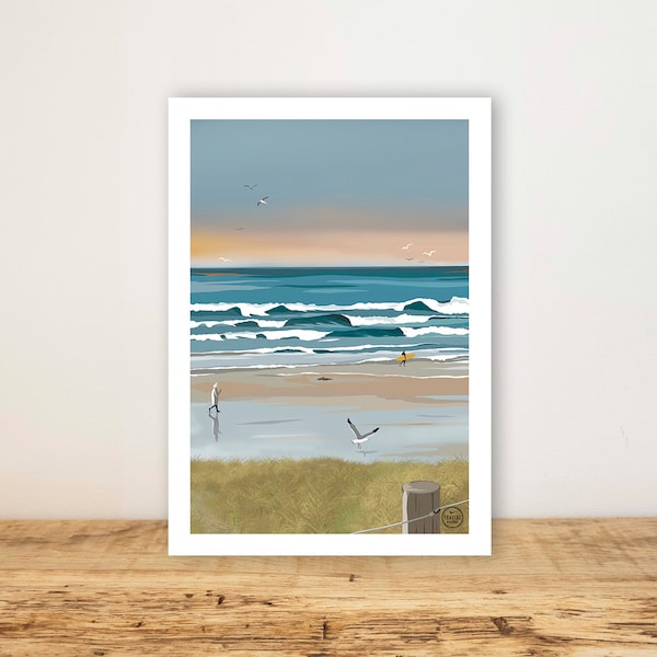 A5 poster "Winter lights on the beach" - Map, seaside poster - Wall Art - Print - Wall decoration - Sea - Quiberon - Brittany