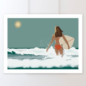 Póster de surf | Ilustración| Decoración de paredes de póster | Playa | | de decoración Bretaña| | del mar | oceánica Playa