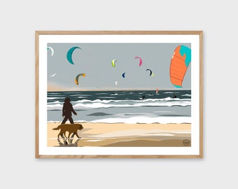 Poster KITE SURF - Illustration seaside for your decoration