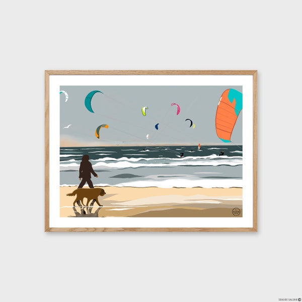 Affiche KITE SURF - Illustration bord de mer pour votre décoration