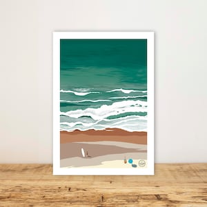 Affiche A5 "Plage vue aérienne"  - Carte, poster bord de mer - Wall Art - Print - Décoration murale - Quiberon - Sea - plage - Bretagne