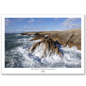 Póster Côte Sauvage Presqu'île de Quiberon Bretagne - 50x70cm | Francia| Foto | Póster Fotografía| | oceánica | de mar Playa