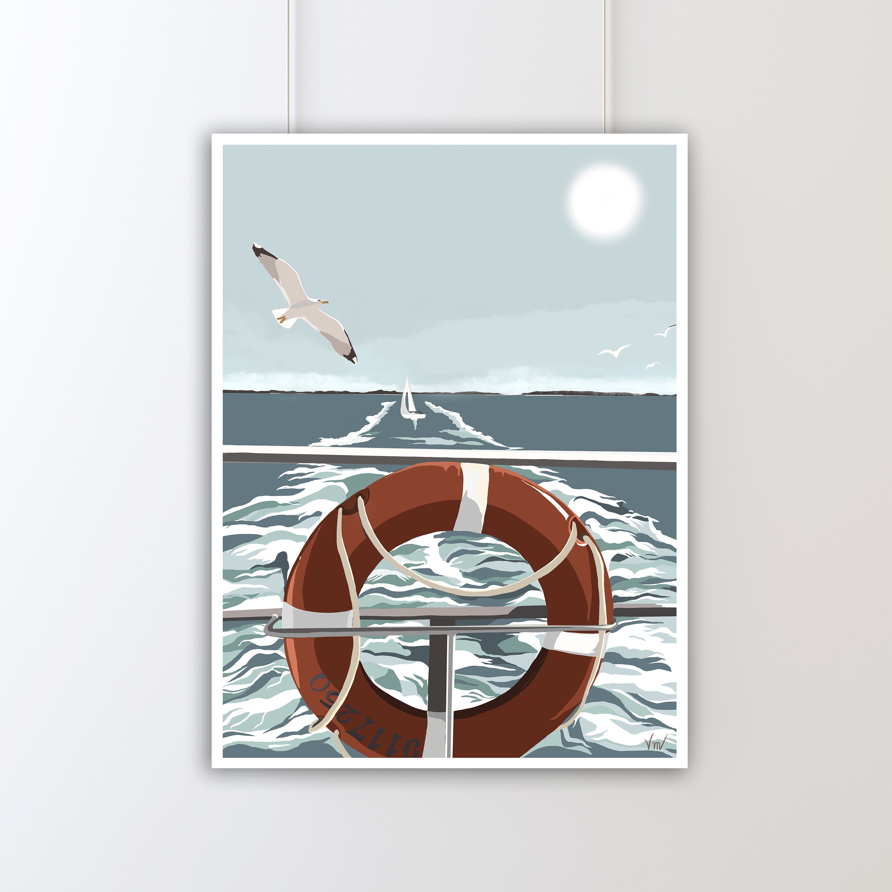 Affiche Bouée Bateau Bretagne | Illustration Poster Décoration Murale Affiche Vintage Décoration Art