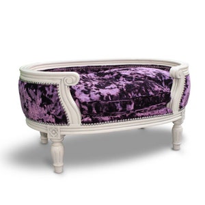 Handmade Luxury Pet Dog or Cat Bed Crib Sofa Bespoke Soft Velvet Cushion Colour Choice Fine Detail.