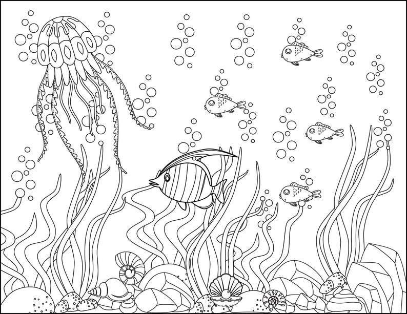 Coloring Book Pages 10 Different Ocean Themed Pages - Etsy