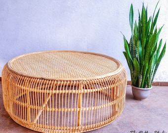 Handcrafted Wicker Rattan Coffee Table Handwooven Wicker Cane Tea Table