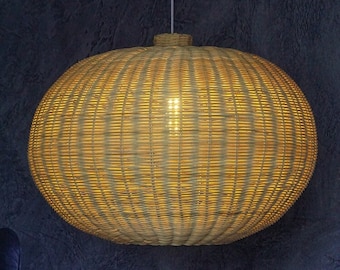 Modern Hand-Woven Bamboo Pendant Light Rattan Bamboo Weaving Kitchen Living Room Decor Pendant Lamps LED Light Fixtures Vintage Chandelier