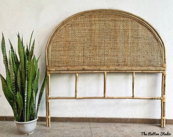 Handgefertigte Rattan Cabana (Natürliche Farbe) Kopfteil Rattan Bedhead König, Königin, Voll, Zwilling, Single Boho Kopfteil Wicker Woven Bedtrail