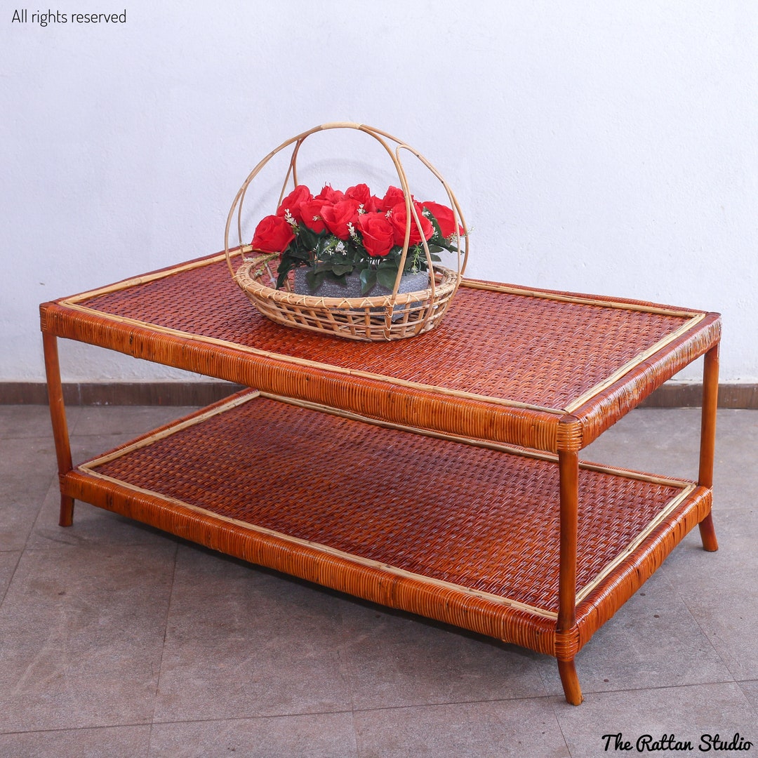 Handcrafted Wicker Rattan Coffee Table Handwooven Wicker Cane Etsy