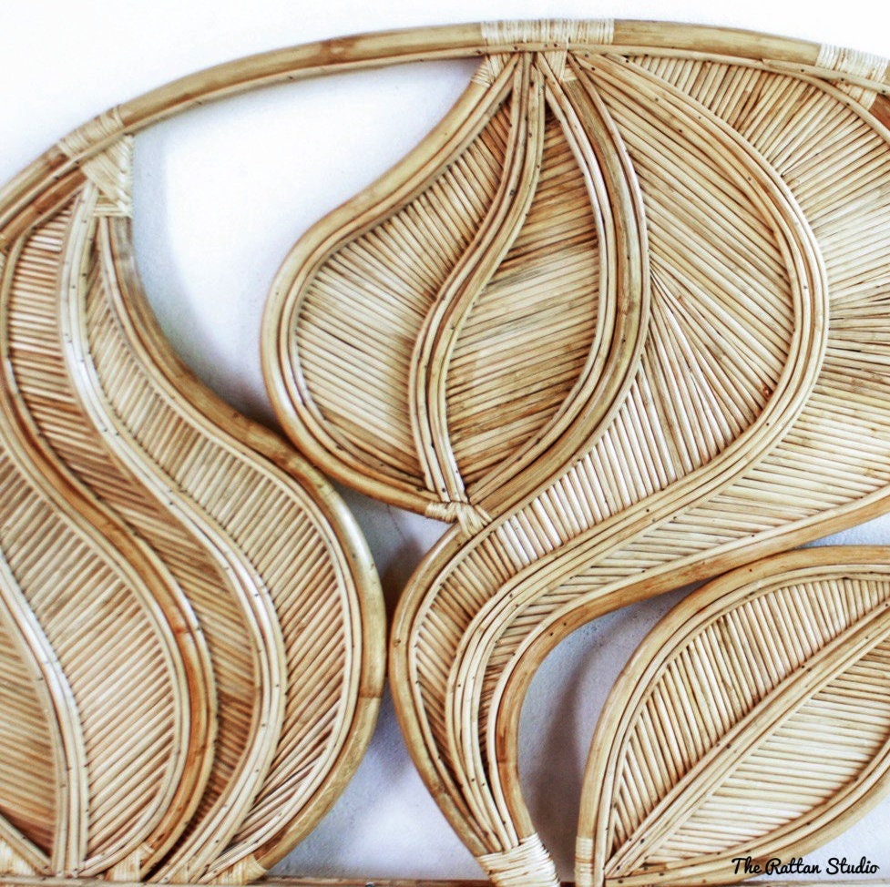 Handmade Rattan Palm Leaf Headboard Rattan Bedhead King Queen Etsy