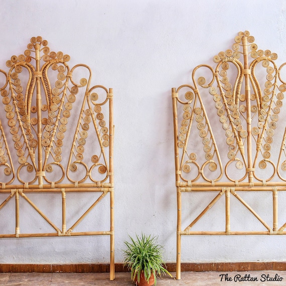 Buy Handmade Rattan Floral Design Peacock Bedhead Rattan Peacock