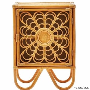 Handmade Natural Bamboo Cabinet Bamboo Book Storager Rattan Cupboard Floral Style Bamboo Shelf