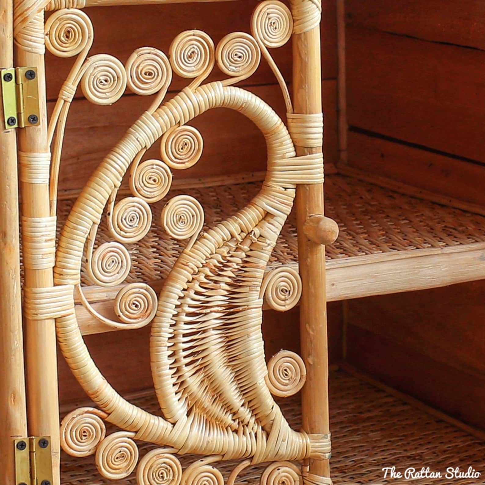 Peacock Style Handcrafted Rattan Wicker Natural Cabinet Rattan Book ...