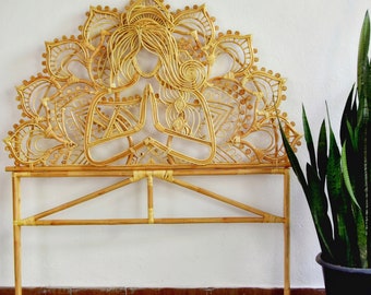 Rattan Handmade Praying Angle Headboard Customized Headboard Boho Master Bedroom Decor