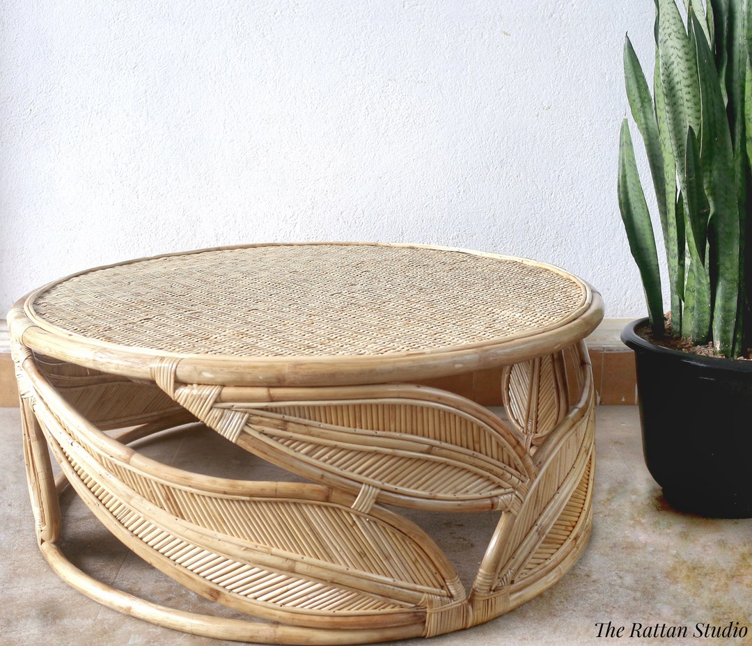 Handcrafted Wicker Rattan Coffee Table Handwooven Wicker Cane Tea Table