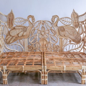 Handmade Swan Serenity Rattan Daybed Wicker Premium Sofa Rattan Handcrafted Sofa For Indoor