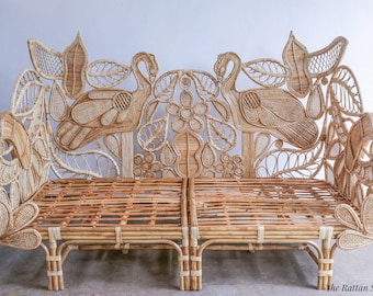 Handmade Swan Serenity Rattan Daybed Wicker Premium Sofa Rattan Handcrafted Sofa For Indoor