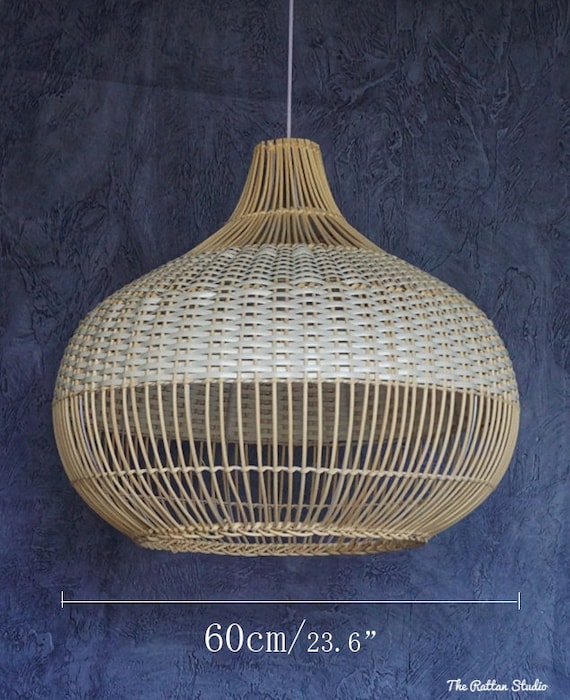 Vintage wicker cheap hanging light