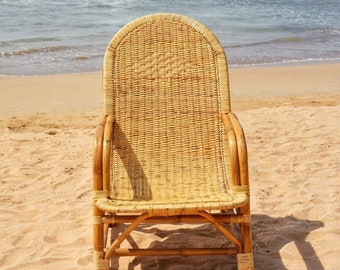 Handmade Outdoor Rattan Wicker Arm Chair Beach Wicker Sunroom Chair Lounge Patio Furniture