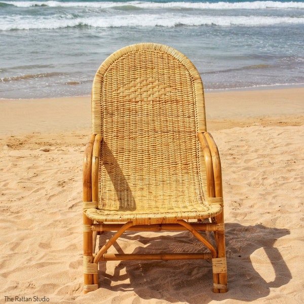 Handmade Outdoor Rattan Wicker Arm Chair Beach Wicker Sunroom Chair Lounge Patio Furniture