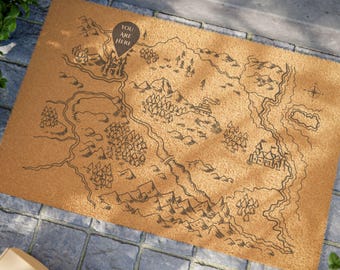 Fantasy World Map Doormat | You Are Here Doormat | Fun Fantasy Decor | Welcome Mat | Gift for Fantasy Readers | Housewarming Gift