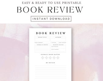 Buchbesprechung Vorlage | Leselogbuch | Einfaches Buch Journal | One Page Buchkritik für Leseratten