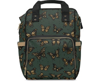 Schmetterling Windeltasche | Windelrucksack | Cottagecore Windeltasche | Grüne Windeltasche | Celestial Windeltasche