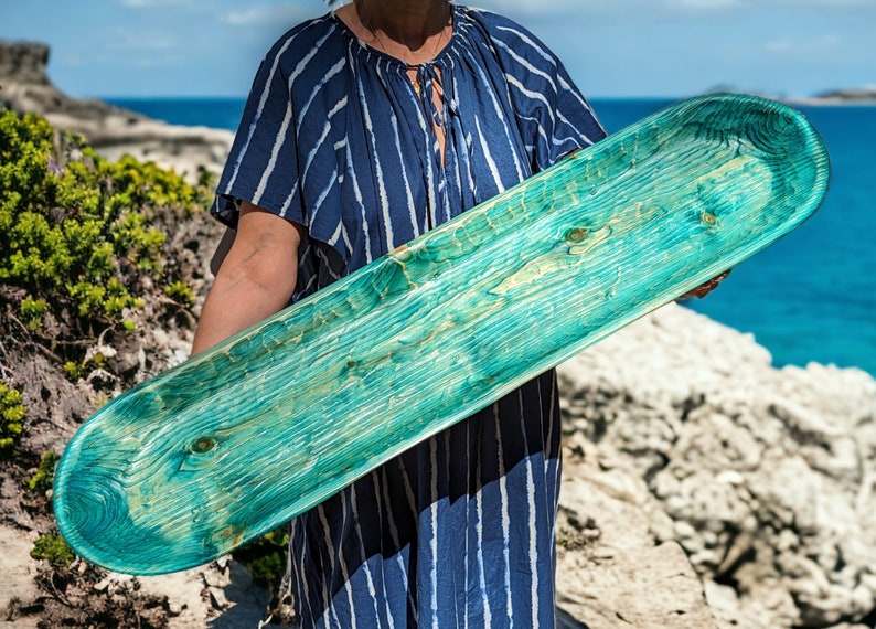 Extra Large Turquoise Wooden Bowl 41in,table Centerpiece,decor