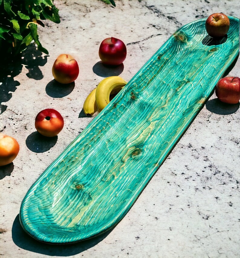 Extra Large Turquoise Wooden Bowl 41in,table Centerpiece,decor