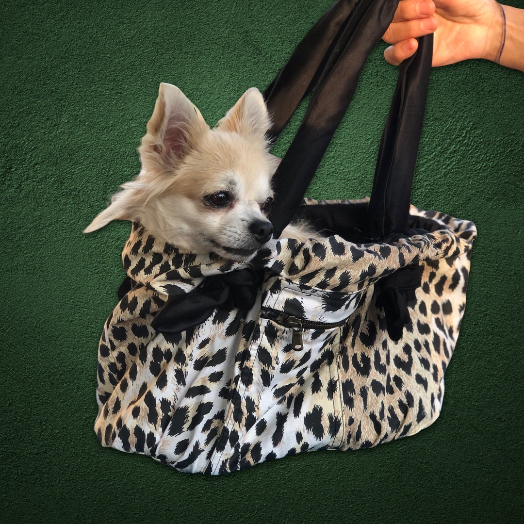 Small Dog Purse Animalier/black Satin for Chihuahua Miniature Etsy