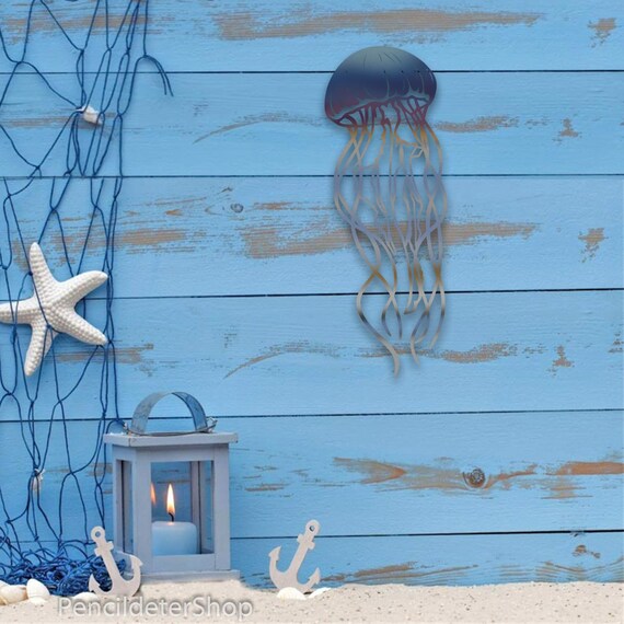 Jellyfish Metal Art Jellyfish Bedroom Plaque Jellyfish Etsy